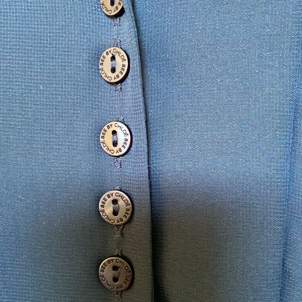 See by Chloe Navy Georgette Retro Shirt Dress - Picture 2 of 4